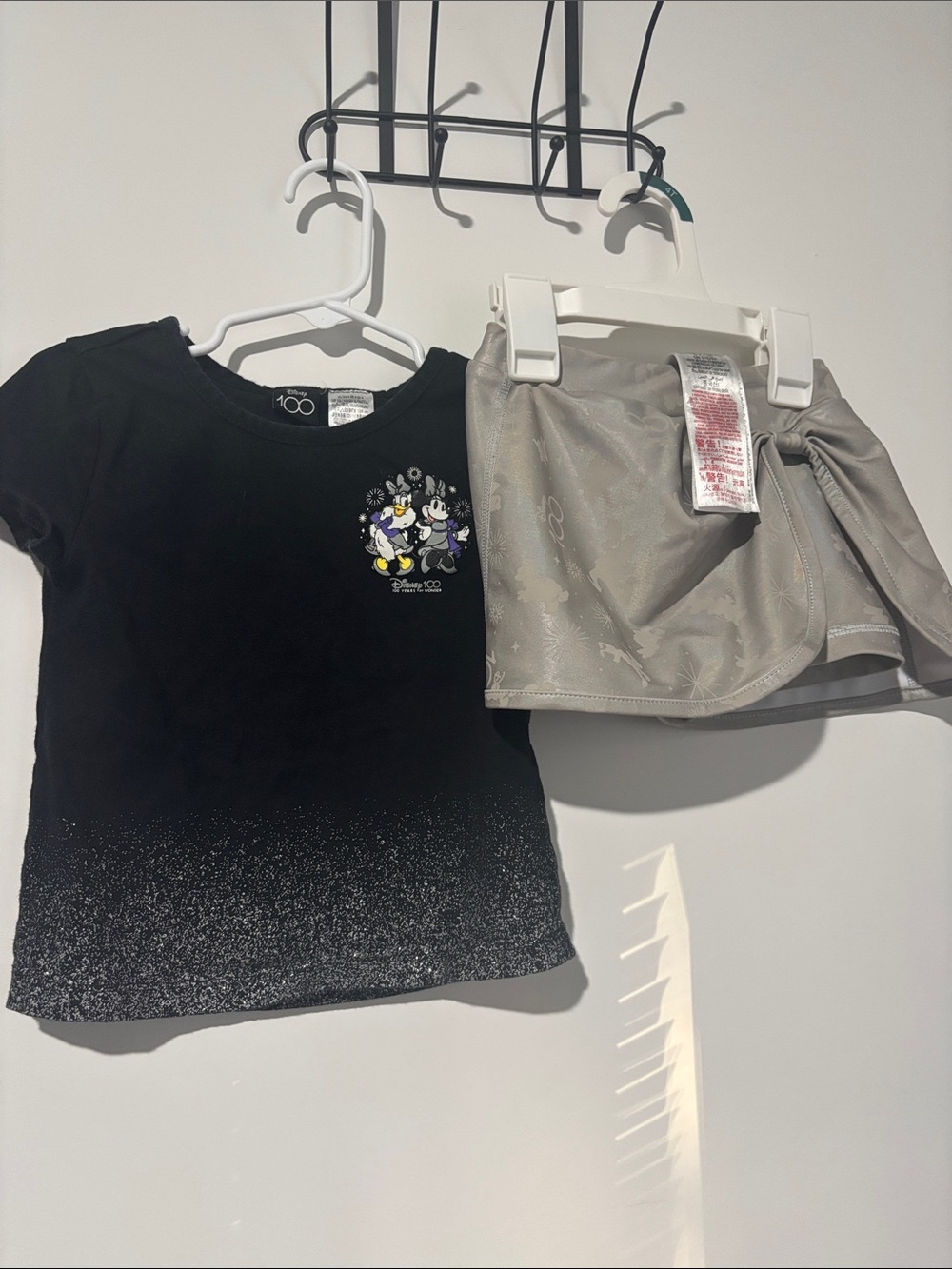 Disney 100th Black Tee & Silver Skort Set with Multicolor Mickey Graphic